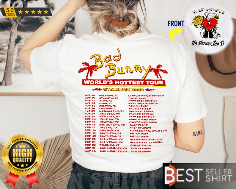 Bad Bunny Un Verano Sin Ti Worlds Hottest Tour Official Merch T Shirt 2024 Size M