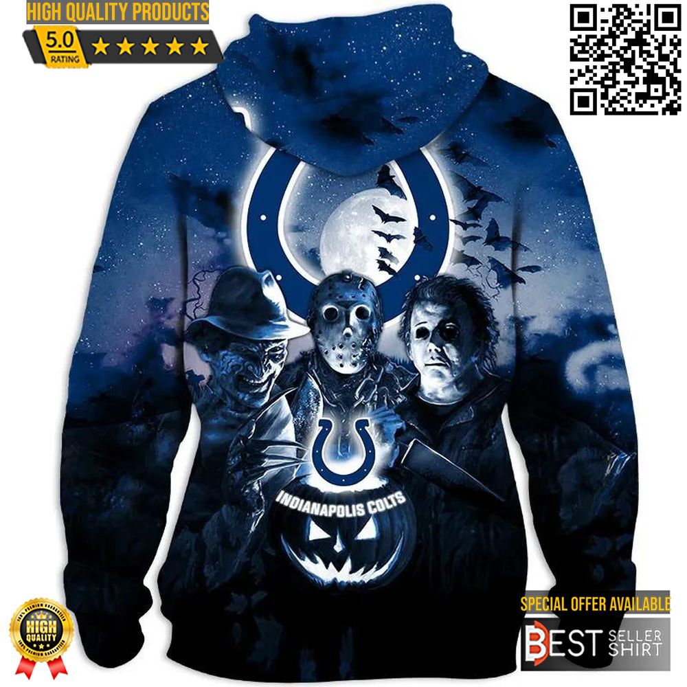 Indianapolis Colts Football Halloween 3D Hoodie Horror Night Nfl Logo 3D Sweatshirt Best Seller Shirts Design In Usa