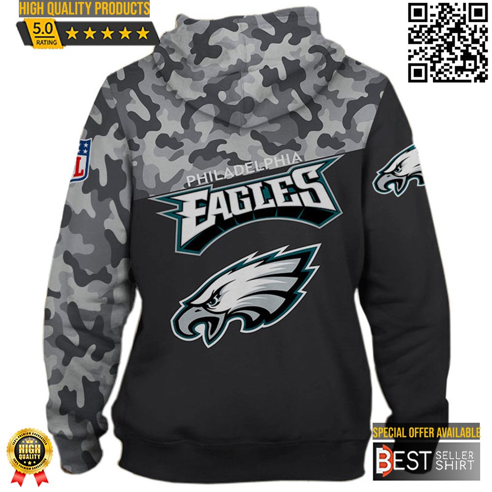 Philadelphia Eagles Logo Colors 3d Hoodie Camo NFL Football 3d Sweatshirt Best Seller Shirts Design In Usa